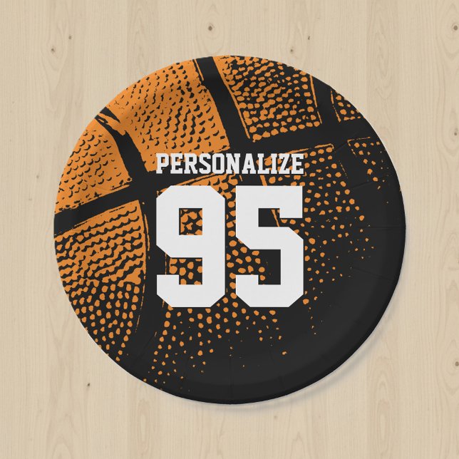 Custom basketball birthday party paper plates (Creator Uploaded)
