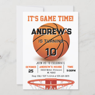 Custom Basketball Birthday with Photo Invitation