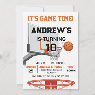 Custom Basketball Birthday with Photo Invitation