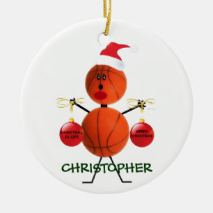 Custom Basketball Christmas Ceramic Ornament