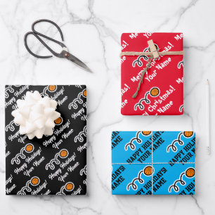 Custom basketball Christmas wrapping paper sheets