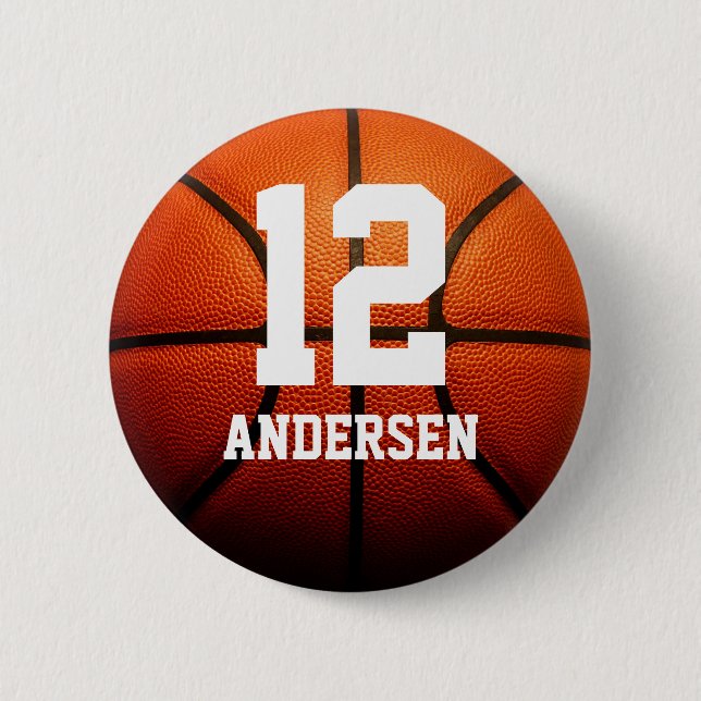 Custom Basketball Numbers 2 Inch Round Button (Front)