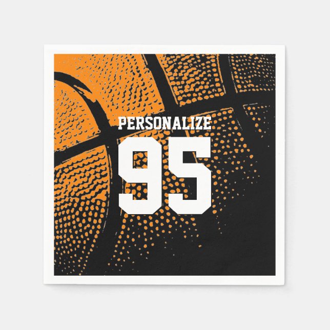 Custom basketball theme Birthday party napkins (Front)