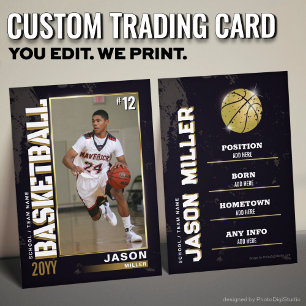 Custom Basketball Trading Card, Baller Gold Player Calling Card