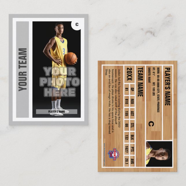 Custom Basketball Trading Card - Light Grey (Front/Back)