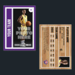 Custom Basketball Trading Card - Royal Purple<br><div class="desc">Be just like the pros by having your very own custom basketball card featuring a photo of yourself on the front and your personal basketball statistics on the back. You'll get plenty of cards in a pack because these cards are meant to trade with friends and also to give to...</div>