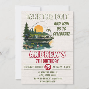 Custom Bass Fishing Birthday Invitation