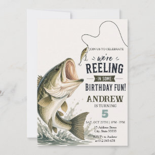 Custom Bass Fishing Party Birthday Invitation