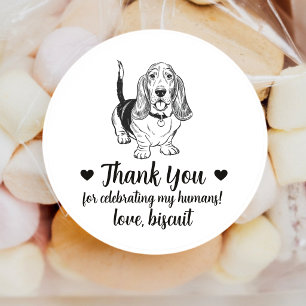 Custom Basset Hound Dog Wedding Favour Stickers