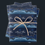 Custom Bat or Bar Mitzvah Elegant Navy Blue Gold Wrapping Paper Sheet<br><div class="desc">Elegant navy blue and gold agate decorates the side of these modern Bat Mitzvah or Bar Mitzvah wrapping paper sheets. Mazel Tov! Customize with your name under the Star of David. Perfect gift wrap for a chic,  stylish Jewish family.</div>