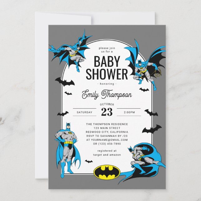 Custom Batman Baby Shower Invitation (Front)