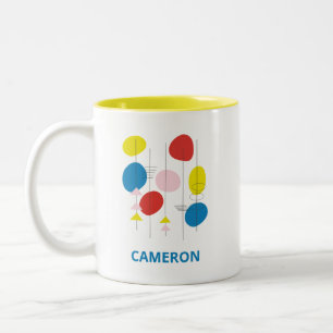 Custom Bauhaus Geometric Modernist Name Two-Tone Coffee Mug