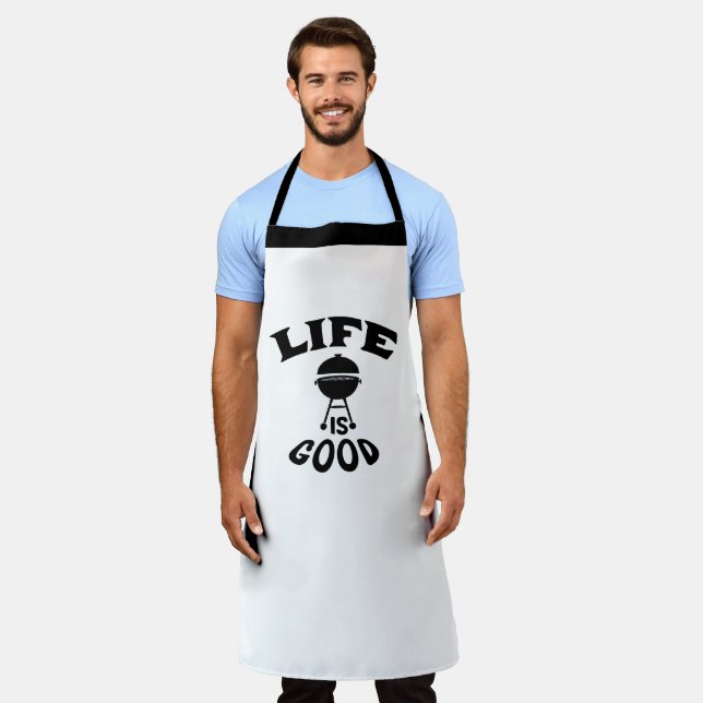 Custom BBQ Lover Griller Dad Mom Life is Good Apron (Worn)