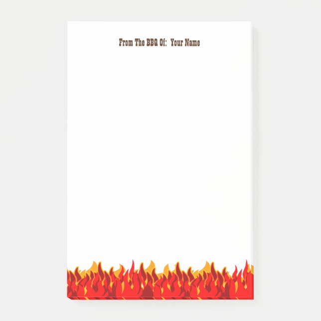 Custom BBQ Red Flames Western Letter Post it Notes (Front)