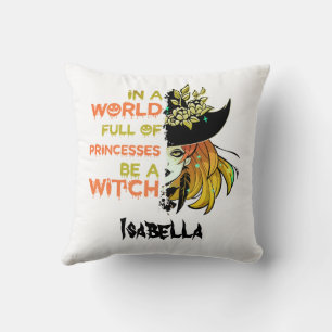 Custom Be A Witch Halloween Funny Typography Throw Pillow