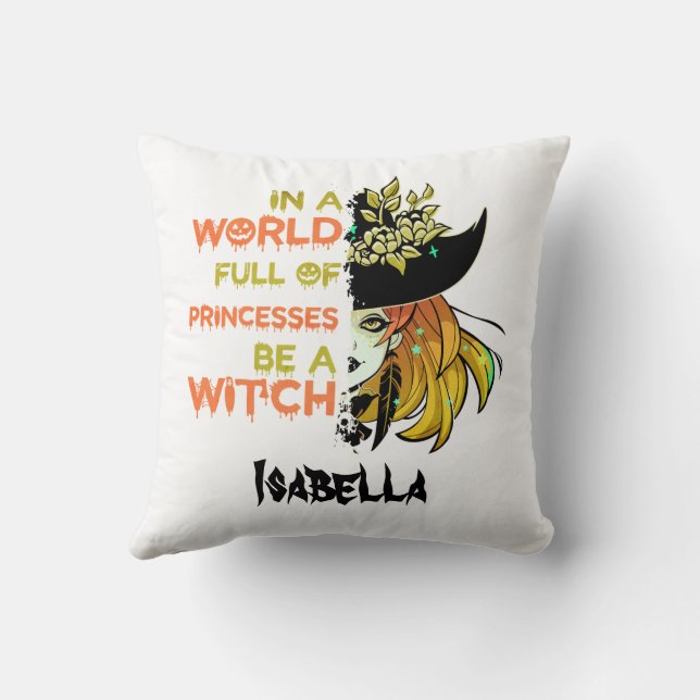 Custom Be A Witch Halloween Funny Typography Throw Pillow (Back)