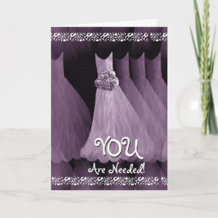 Custom Be My JUNIOR BRIDESMAID - PURPLE Gowns Invitation