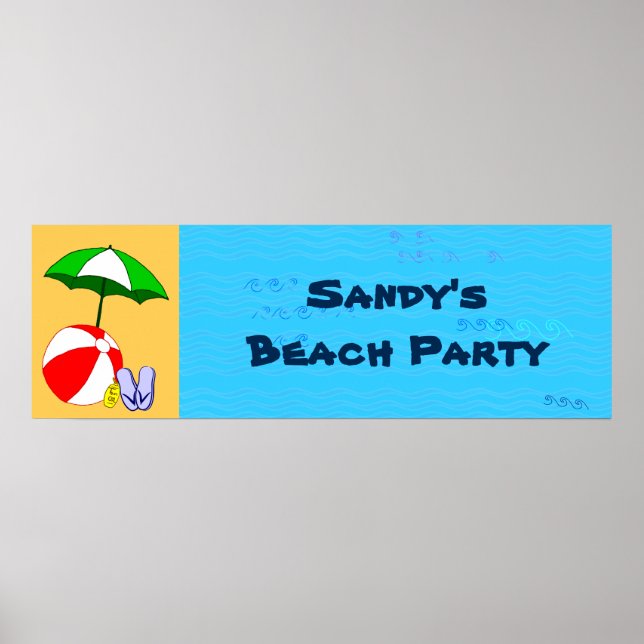 Custom Beach Ball Pool Umbrella Party Poster (Front)