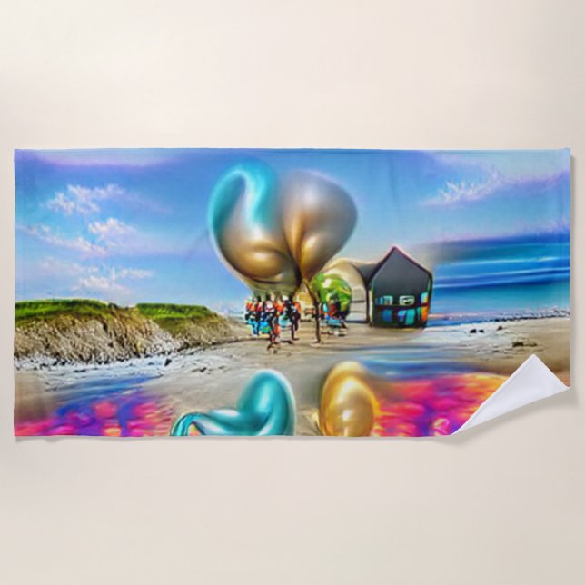 Custom Beach Balloons and Sand Beach Towel  (Front)