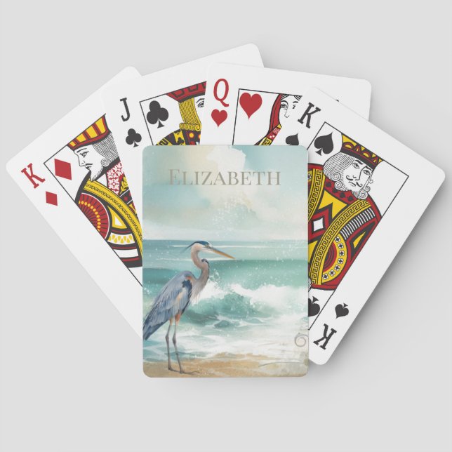 Custom Beach Bird Personalized  Playing Cards (Back)