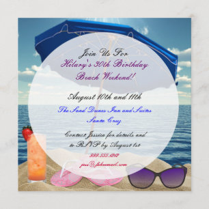 Custom Beach Birthday Weekend Invitations