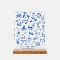 custom beach blue birthday 20s hand drawn ocean