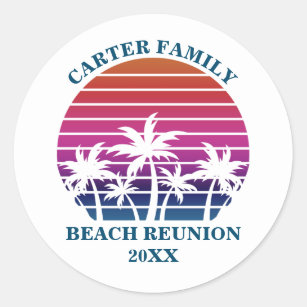 Custom Beach Cruise Family Reunion Sunset Party Classic Round Sticker