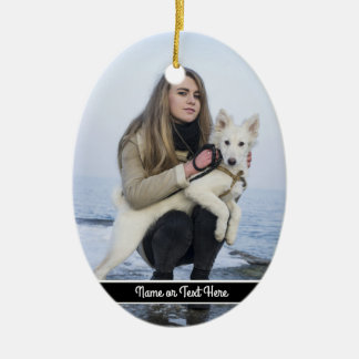 Custom Beach Dog and Girl Photo template Ceramic Ornament