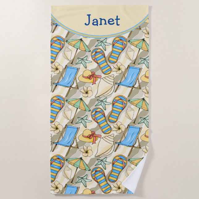 Custom Beach Flip Flop Beach Towel (Front)