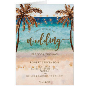 custom beach folded card wedding invitation