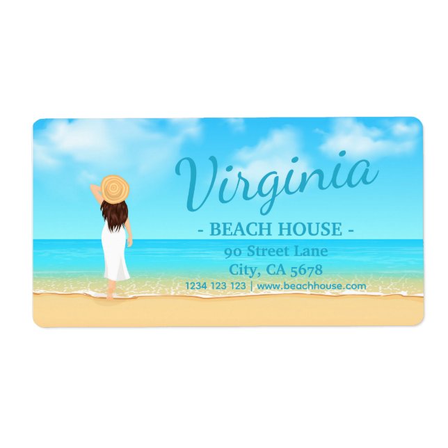 Custom Beach House Address Label (Devant)