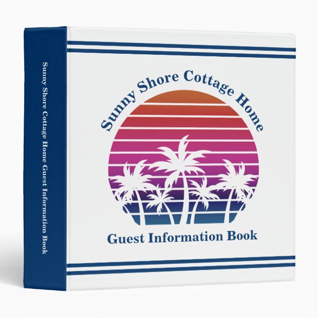 Custom Beach House Palm Tree Guest Information Binder (Front/Spine)