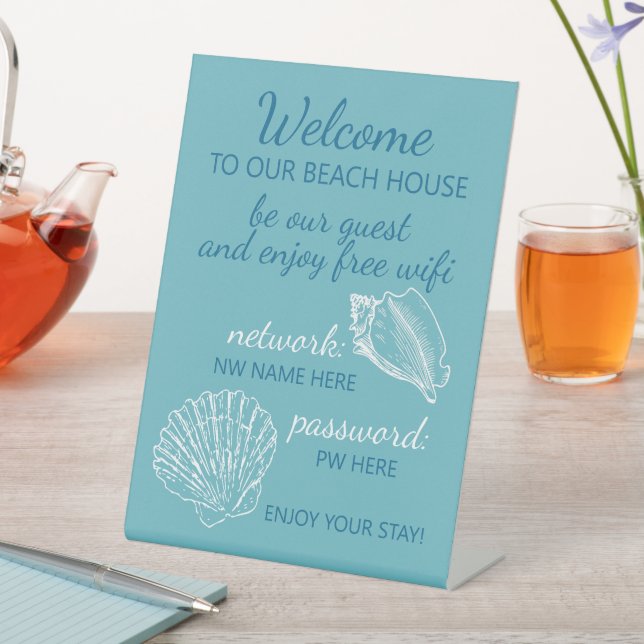 Custom Beach House Rentals Home Wifi Instructions Pedestal Sign (In SItu)