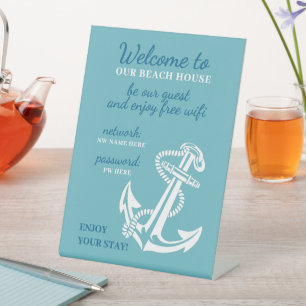 Custom Beach House Rentals Home Wifi Instructions Pedestal Sign