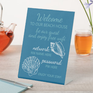 Custom Beach House Rentals Home Wifi Instructions  Pedestal Sign