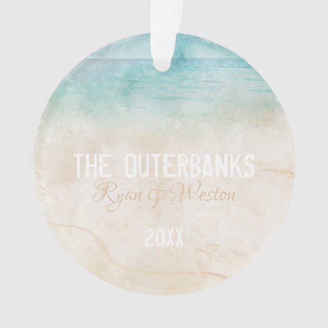 Custom Beach Name Year Custom Kids Photo Keepsake Ornament (Front)