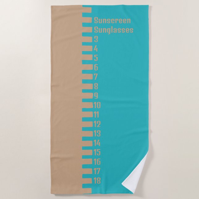 Custom BEACH PACKING CHECKLIS Turquoise & Sand Towel (Front)