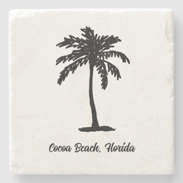 Custom Beach Palm Tree Beach Nautical Tropical Stone Coaster (Front)