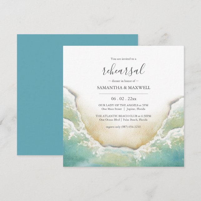 Custom Beach Rehearsal Dinner Invitations (Front/Back)