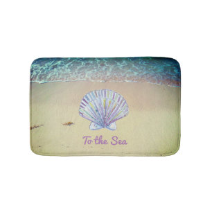 Custom Beach Sand & Seashell  Bath Mat