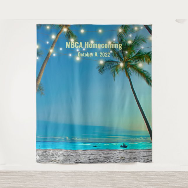 Custom Beach Selfie Photo Backdrop Tapestry (Front)