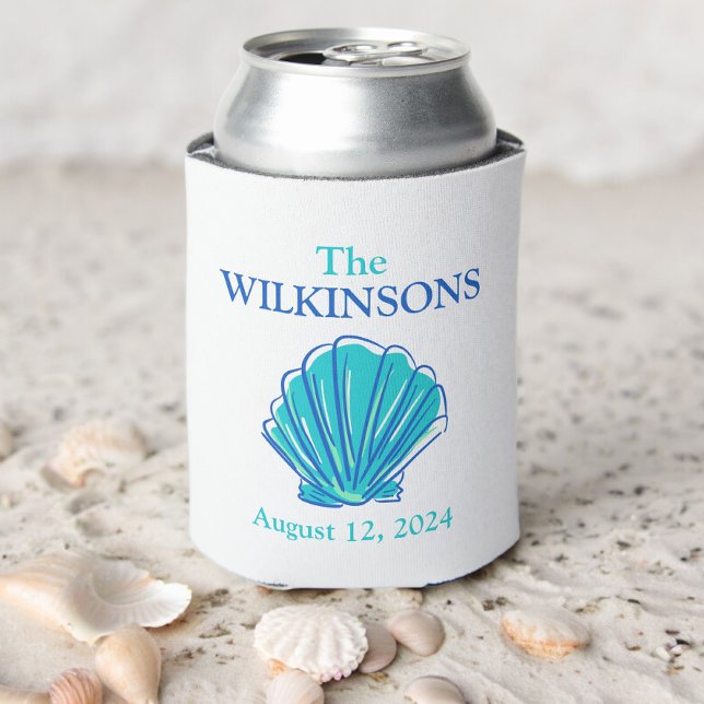 Custom Beach Shell Wedding Destination Favour  Can Cooler (Creator Uploaded)