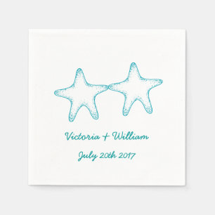 Custom Beach Starfish Wedding Napkins