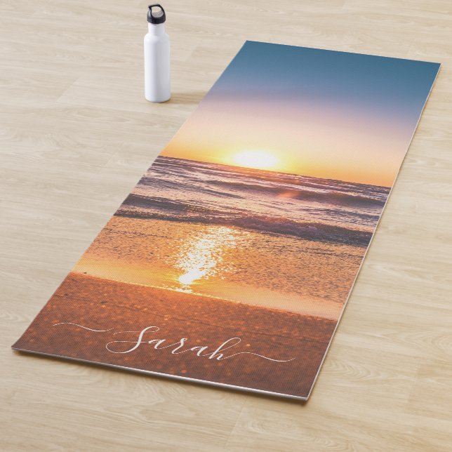 Custom Beach Sunset Seaside Sand Template Fitness  Yoga Mat (In Situ)