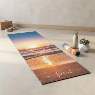 Custom Beach Sunset Seaside Sand Template Fitness  Yoga Mat
