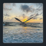 Custom Beach Sunset Wall Clock Ocean Waves Sand<br><div class="desc">Custom Beach Sunset Wall Clock Ocean Waves Sand Shore Photo Clock Coastal Home Decor Tropical Beach Landscape Clock Add Your Own Design</div>
