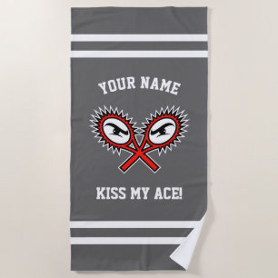 Custom beach towel for tennis player   Kiss my ace