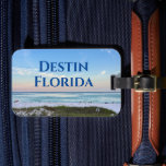 Custom Beach Town Beautiful Ocean Photo Luggage Tag<br><div class="desc">This customizable beach town luggage tag features the gorgeous pink and orange sunset gently touching the ocean waves above the sand and sea grass in Destin,  Florida. Lovely seaside photography from your favourite vacation spot or hometown.</div>