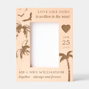 Custom Beach Wedding Tropical Palm Trees Wooden Etched Frames