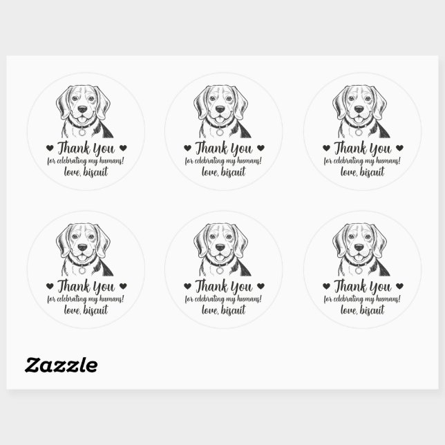 Custom Beagle Dog Wedding Favour Stickers (Sheet)